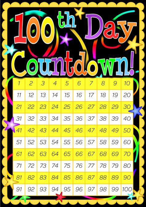 100 Day Countdown poster. Included is a 200 Day Countdown poster. 100 Day Countdown, Countdown Poster, Countdown Calendar Printable, Organize School, School Countdown, School Material, Free Calendar Template, Calendar Numbers, Christmas Countdown Calendar