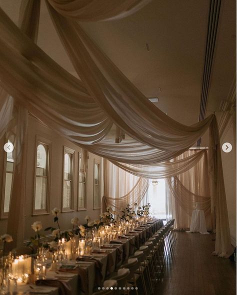 Fabric Draped Ceiling, Draping Wedding Reception, Ceiling Draping Wedding, Draped Ceiling, Wedding Drapery, Wedding Draping, Draping Wedding, Ceiling Draping, Beautiful Wedding Reception