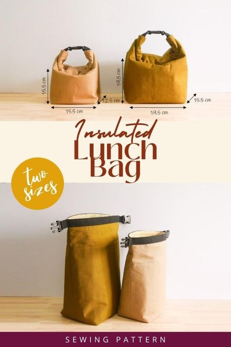 Lunch Bag Sewing Pattern, Lunch Bag Sewing, Fabric Lunch Bag, Lunch Bags Pattern, Diy Lunch Bag, Bag Sewing Pattern, Astuces Diy, Modern Bag, Quilted Christmas Ornaments