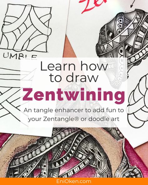 Zen Tangle Patterns, Tangled Images, Zentangle Strings, Zentangles Patterns, Easy Drawing Step By Step, Sketching Inspiration, Eni Oken, Easy Drawing Steps, Drawing Step By Step