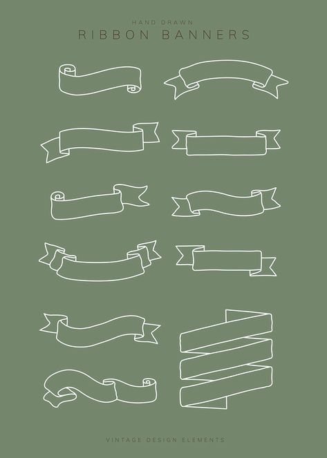 Vintage hand drawn ribbon banner collection vectors | free image by rawpixel.com / Sasi Vintage Banner Vector, Vintage Ribbon Banner, Banner Doodle, How To Draw Ribbon, Banner Ribbon, Typography Ideas, Sale Template, Vintage Banner, Banner Drawing