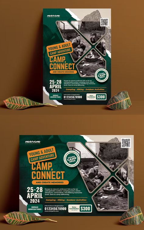 Youth Campfire Flyer Template PSD Flyer Advertisement Design, Product Flyer Design Layout, Flayer Designs Ideas, Camp Flyer Design, Corporate Flyer Design, Camp Flyer, Logo Portfolio, Flyer Free, Youth Camp