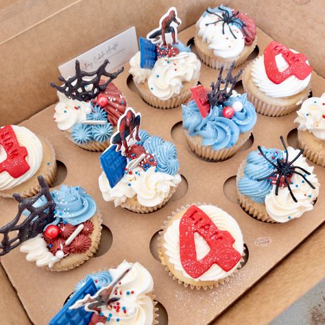 Spider Man Cake And Cupcakes, Spider Man And Friends Birthday Cake, Spider Man Birthday Cupcakes, Spiderman Birthday Cupcakes, Spidey And Friends Cupcakes, Spidey And His Amazing Friends Cupcakes, Spider Man Treats, Spider Man Cupcakes Ideas, Spiderman Cupcakes Ideas