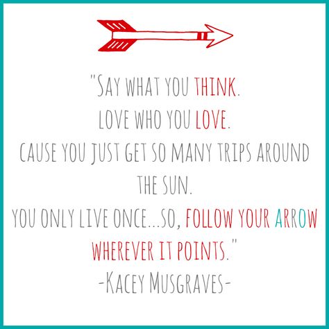 Follow Your Arrow Kacey Musgraves | Follow Your Arrow by Kacey Musgraves Arrow Words, Brunette Girls, Follow Your Arrow, Country Lyrics, Country Music Quotes, Quotes Lyrics, Kacey Musgraves, This Is Your Life, Country Quotes