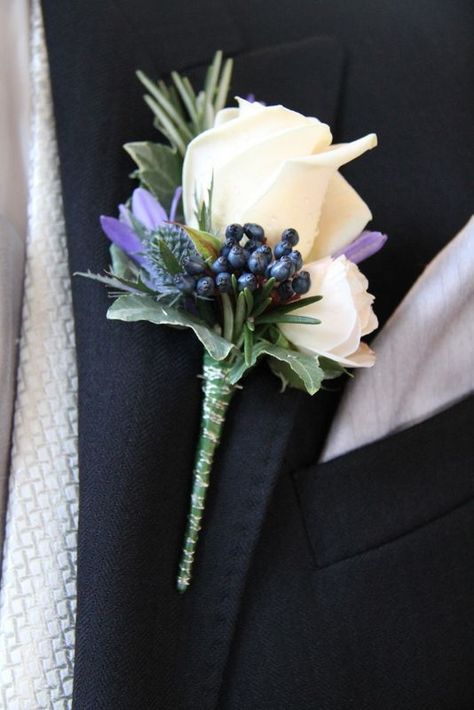 Button Holes Wedding, Blue Berries, Blue Wedding Flowers, Prom Flowers, Boutonniere Wedding, Lilac Flowers, Bride Bouquets, Bridal Flowers, Metal Flowers