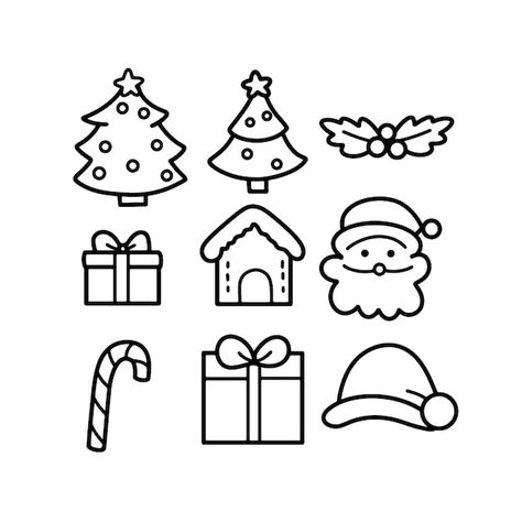 Christmas Symbols Drawing, Christmas Drawing Simple, Christmas Presents Drawing, Christmas Simple Drawings, Simple Christmas Drawing Ideas, Drawing Of A Christmas Tree, Christmas Clipart Black And White, Simple Christmas Drawings, Christmas Present Drawing