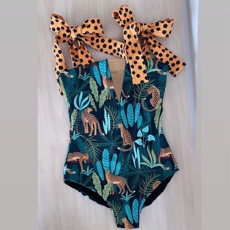 Womens One Piece Swimsuit, Bow Tie Shoulders, Never Worn, Size Small! Strappy Swimwear, Strappy Swimsuit, Floral Print Swimwear, Backless Bathing Suits, Backless One Piece Swimsuit, Floral Swimwear, Backless Swimsuit, Swimsuit Pattern, Vintage Swimsuit