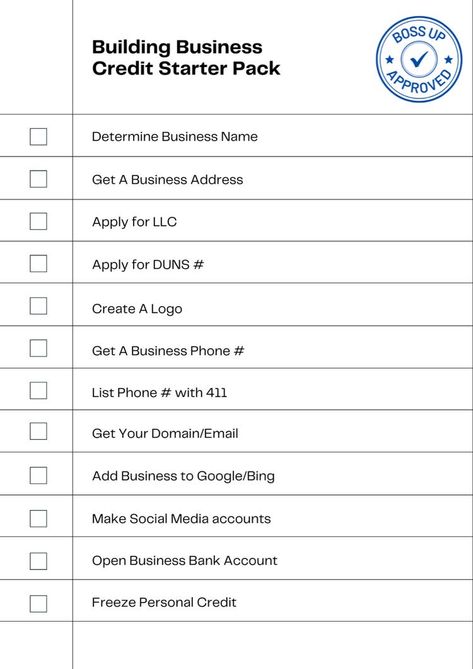 Open A Business Checklist, Small Business Swag Ideas, New Business Start Up Checklist, Business Checklist Template, Starting A Medical Scrub Business, Small Business Startup Checklist, Easy Business Plan Template, Steps To Building Business Credit, Starting Llc Small Businesses