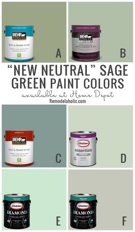 Sage Green: 6 Ways to Decorate Your Home with Pinterest’s 2018 “New Neutral” Color Trend Behr Sage Green Paint, Sage Green Paint Colors, Sage Green Paint Color, Glidden Paint, Green Wall Color, Sage Green Paint, Interior Paint Colors Schemes, Small Bathroom Diy, Park Ideas