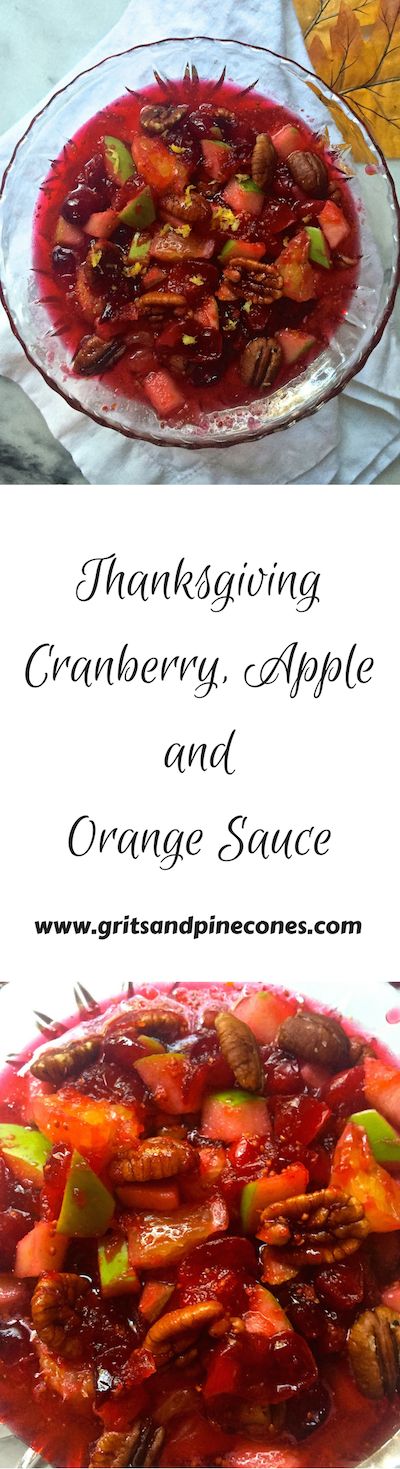 No Thanksgiving Dinner is complete without Cranberry Sauce and boy do I have a doozy of a recipe for you today. This easy make-ahead Cranberry, Apple, and Orange Sauce is out of this world good and deserves a place of honor on your Thanksgiving table. www.gritsandpinecones.com Cranberry Sauce With Orange, Orange Sauce Recipe, Cranberry Sauce Thanksgiving, Fresh Cranberry Sauce, Best Cranberry Sauce, Easy Cranberry Sauce, Cranberry Thanksgiving, Cranberry Orange Sauce, Canned Cranberry Sauce