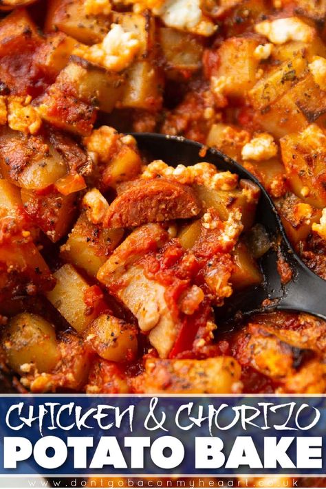 Chicken Chorizo Recipe, Chorizo Recipes Dinner, Chorizo Potato, Chicken And Chorizo, Chicken Tray Bake, Chorizo And Potato, Chicken Chorizo, Recipe Using Chicken, Chorizo Recipes