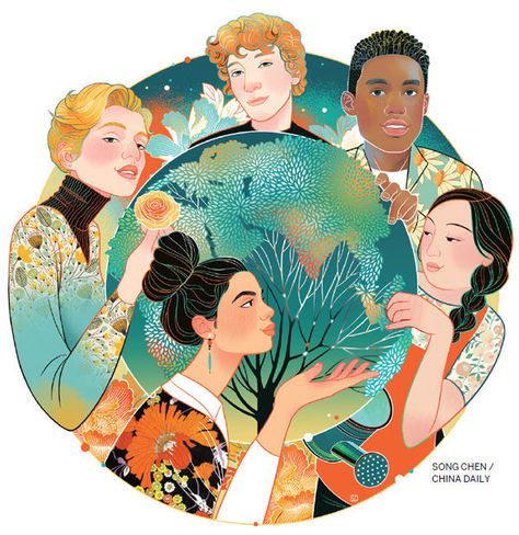 Diversity Poster, Cross Cultural Communication, Karla Gerard, Pix Art, Cultural Diversity, Editorial Illustration, Book Illustration, Culture Art, The Earth