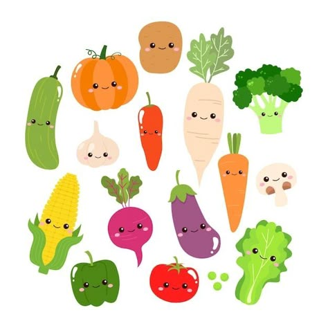 Fruits And Vegetables Cartoon, Fruit Mural, Vector Vegetables, Cartoon Vegetables, Cute Vegetables, Farm Cartoon, Vegetable Drawing, Vegetable Cartoon, Kids Vegetables