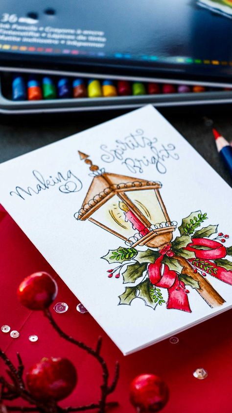 Christmas Ideas Cards, Homemade Painted Christmas Cards, Diy Christmas Cards Handmade Watercolor, Colored Pencil Christmas Cards, Christmas Themed Drawings, Christmas Drawing Card, Merry Christmas Drawing Art, Drawing On Christmas, Drawing Ideas For Christmas