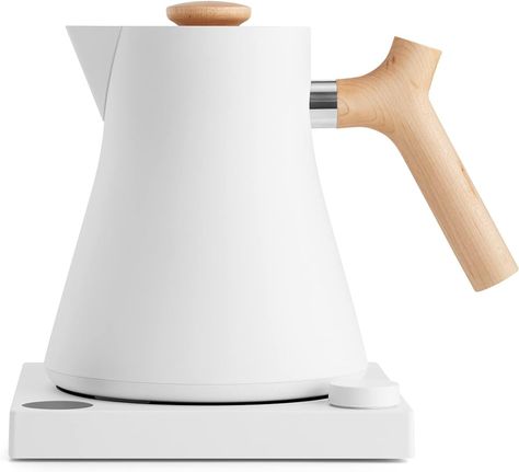 Fellow Corvo EKG Electric Tea Kettle - Electric Pour Over Coffee and Tea Pot - Temperature Control and Built-in Brew Timer - Matte White with Maple Handle - 0.9 Liter : Amazon.ca: Home Kettle Electric, Pour Over Kettle, Stovetop Kettle, Brew Bar, Coffee Scale, Electric Tea Kettle, Coffee World, Coffee Storage, Red Dot Design