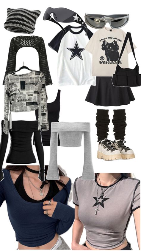 #acubi #acubistyle #fashion #outfitinspo #collage #blackandwhiteoutift #backtoschool #y2k #y2koutfitinspo Acubi Outfits, Outfit Collage, Y2k Outfits, Aesthetic Bedroom, Dream Wardrobe, Black And White, Collage, Wardrobe, Outfit Inspo