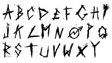 Punk Lettering Fonts, Rock Font Letters, Punk Font Alphabet, Cool Ways To Draw Letters, How To Write Graffiti Letters, Emo Lettering, Creepy Lettering, Punk Lettering, Gothic Font Tattoo