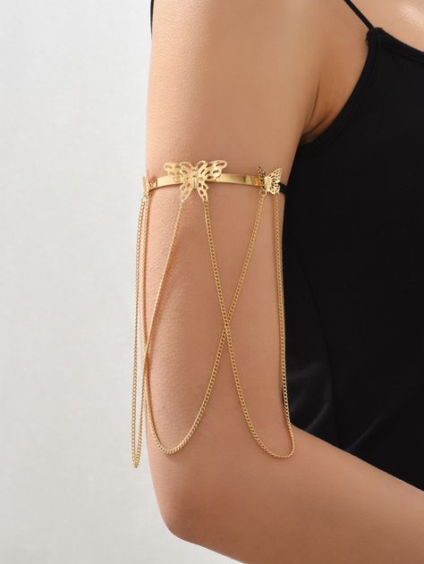 Gold Fashionable   Iron  Arm Cuff Embellished   Jewelry Body Accessories Jewelry, Arm Accessories Jewelry, Arm Chain Jewelry, Arm Decorations, Fairy Arm Cuff, Gold Prom Jewelry, Arm Jewellery, Arm Band Jewelry, Arm Cuff Jewelry