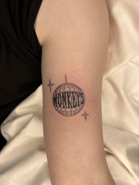 Monkeys Tattoo Ideas, 505 Aesthetic, 505 Tattoo, Mirror Ball Tattoo, Monkeys Tattoo, Arctic Monkeys Tattoo, Monkey Tattoo, Arctic Monkey, 505 Arctic Monkeys