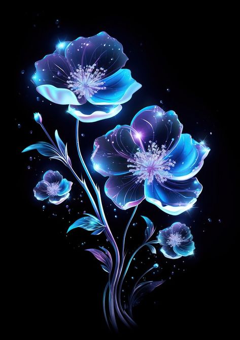 Neon flowers pattern purple plant. | Premium Photo Illustration - rawpixel Dark Roses Tattoo, Galaxy Flowers, Lotus Flower Wallpaper, Glowing Flowers, Android Wallpaper Dark, Pretty Wallpapers Tumblr, Neon Flowers, Diamond Butterfly, Floral Wallpaper Phone