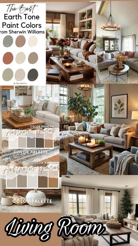 Nature tone Warm Earth Tone Living Room, Living Room Vision Board, Room Vision Board, Earth Tone Living Room, Make Your Home Look Expensive, Look Expensive, Classy Decor, Color Pallets, Home Look