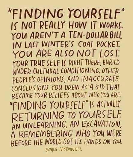 I've been open in admitting that this year, this last year, has been a major self-journey for me. I'm on a soul-searching journey that Bender would hate but I love. I've often wondered if I'm finding myself or simply rediscovering myself, and I feel this post is accurate, that I'm rediscovering myself. I've let my perception of others, the conditioning of social media and the word dictate who I should be, how I should feel about myself, how I should act. But I'm done. I'm me, 100% authentic, ... A Quote, Note To Self, The Words, Great Quotes, Spiritual Quotes, Wisdom Quotes, Namaste, Inspire Me, Inspirational Words