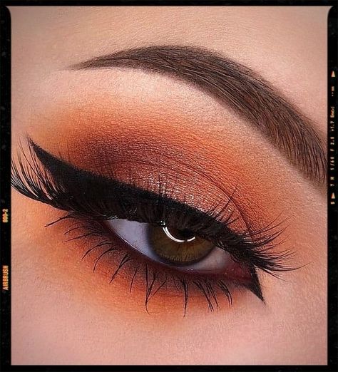 Burnt Orange Eye Makeup Bridesmaid Makeup Burnt Orange Dress, Orange Dress Makeup Look, Burnt Sienna Bridesmaid Dresses, Rust Color Makeup Looks, Fall Eyeshadow Looks Hooded Eyes, Makeup Looks Thanksgiving, Rust Orange Makeup Look, Red Orange Makeup Looks, Orange Prom Makeup