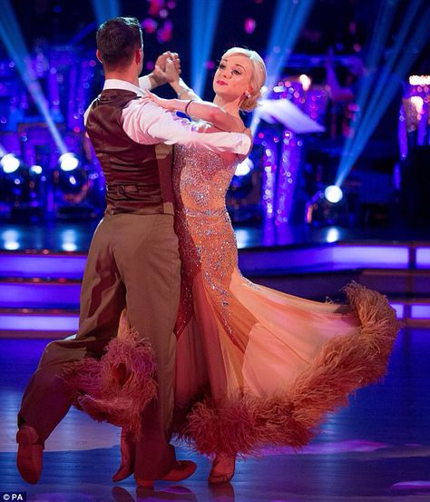 Helen George's gorgeous Strictly Come Dancing waltz dress #scd2015 Strictly Dancers, Kirsty Gallacher, Helen George, Carol Kirkwood, Waltz Dress, Dancing Dresses, Prom 2020, Ballroom Dancing, Ballroom Dance Dresses