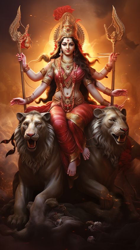 She is worshipped as the Goddess of Strength. Constitution Quotes, Hindu Goddesses, Goddess Kali Images, Maa Laxmi, Maa Durga Photo, Durga Ji, Durga Picture, Durga Kali, Banner Shapes