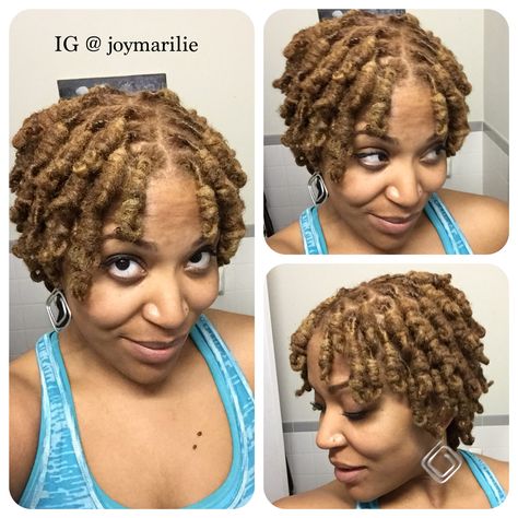 Loc knots Loc Knots Styles Short, Loc Knot Bangs, Dyeing Locs, Hair Styles Dreads, Loc Knots Styles, Barrel Locs, Styled Locs, Loc Knots, Locs Color