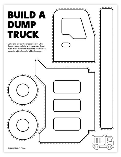 Dump Truck Template, Construction Activities Preschool, Construction Theme Preschool, Truck Template, Preschool Construction, Truck Crafts, Elf Crafts, Truck Clipart, Transportation Crafts