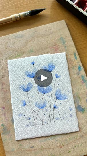 Nan Zhong Easy Watercolor Greeting Cards, Easy Watercolor Paintings Tutorials, Easy Watercolor Cards, Beginning Watercolor Tutorials, Easy Watercolor Tutorial, Diy Watercolor Cards, Beginning Watercolor, Card For Mother, Watercolour Cards