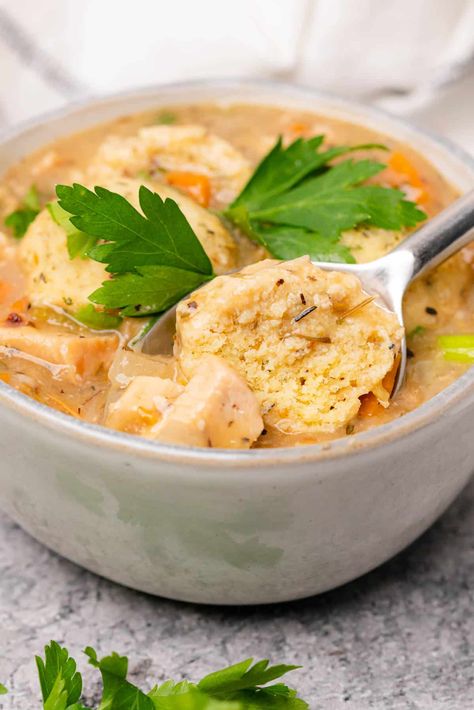 Keto Chicken and Dumplings Recipe — A Full Living Chicken And Dumplings Gluten Free, Dumplings Gluten Free, Keto Chicken And Dumplings, Turkey And Dumplings, Chicken And Dumplings Recipe, Dumplings Recipe, Chicken Breast Seasoning, Keto Soup, Dumpling Recipe