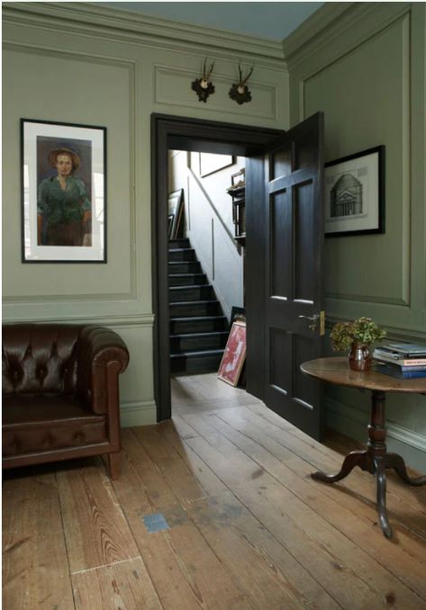 Olive Green Paints, Farrow Bal, Sage Green Paint, Georgian Interiors, Colonial Interior, French Gray, Green Paint Colors, Living Room Green, French Grey