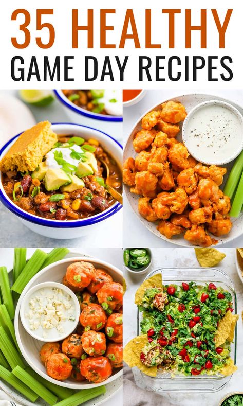 35 Healthy Game Day Recipes (7 Layer Dip) Healthy Crowd Pleasers, Super Bowl Veggies, Superbowl Dishes, Family Game Night Snacks, Greek Yogurt Guacamole, Super Bowl Food Healthy, 7 Layer Dip, Game Day Recipes, Healthy Superbowl