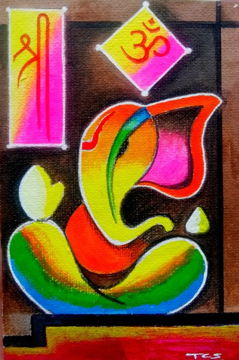 Ganpati Drawing For Kids, Ganesha Acrylic Painting, Ganpati Painting, Ganpati Drawing, Basic Drawings, Anklet Design, Ganapati Bappa, Create Board, Ganesha Drawing