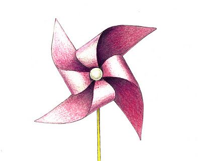 January 10, 2012 - Pinwheel | A Drawing a Day for a Year Painting Kids Furniture, Pin Wheel, 3d Sketch, Watercolour Inspiration, Color Me Beautiful, January 10, Spring Art, Zen Doodle, Watercolor Cards