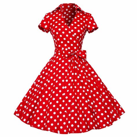 AmazonSmile: Samtree Womens Polka Dot Dresses,50s Style Short Sleeves Rockabilly Vintage Dress: Clothing Audrey Hepburn Summer, Womens Polka Dot Dress, Vestidos Pin Up, 1950s Costume, Charity Ball, 50s Pinup, Very Short Dress, Summer Dress Women, Robes Vintage