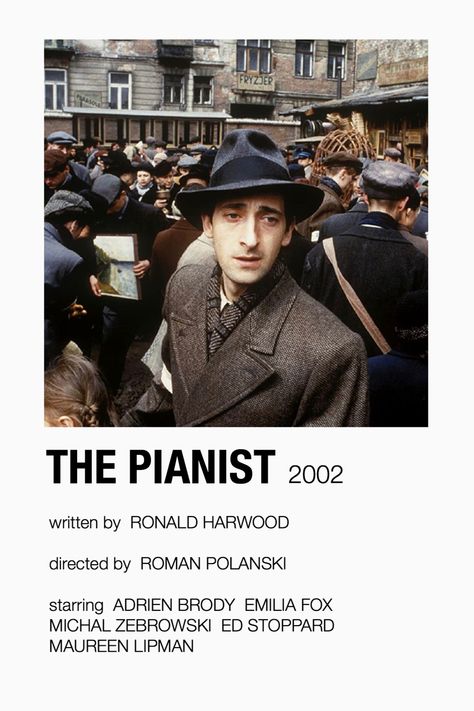 alternative movie posters // the pianist (2002) Pianist Movie Poster, The Pianist, Classic Films Posters, Posters Minimalist, The Truman Show, Iconic Movie Posters, Movie Card, Film Posters Minimalist, Movies Worth Watching