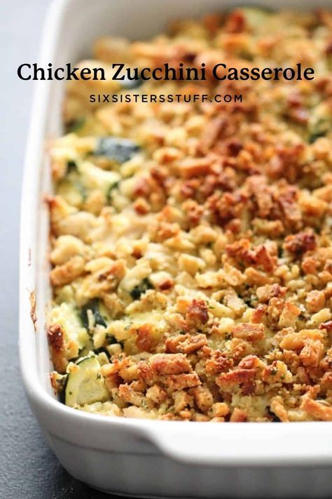 Chicken Zucchini Casserole Recipe Amazing Food Recipes, Chicken Zucchini Recipes, Chicken Zucchini Bake, Chicken Zucchini Casserole, Zucchini Casserole Recipes, Chicken Stuffing, Casserole Chicken, Zucchini Casserole, Stuffing Casserole