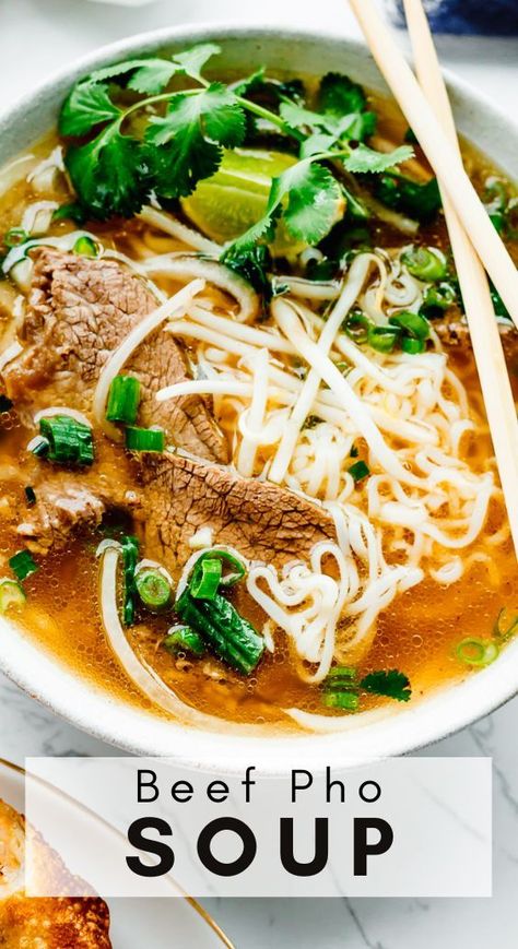 Easy Beef Pho, Pho Soup Recipe Easy, Beef Pho Soup Recipe, Pho Recipe Easy, Beef And Noodle Soup, Pho Noodle Soup Recipe, Vietnamese Pho Soup Recipe, Beef Pho Recipe, Pho Soup Recipe