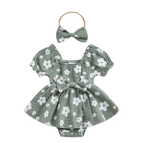 PRICES MAY VARY. MATERIAL---Infant girl summer romper made of premium linen cotton, super soft and skin-friendly material, newborn baby girl flower printed tulle tutu dress, not easy to deform, comfortable to wear.Super cute baby clothes for girls. DAISY DESIGN---Baby girl sleeveless one-piece, daisy print ,ruffle short sleeve jumpsuit, ruched romper onesie bodysuit, elastic waist jumpsuit romper dress for baby girl, bowknot hairband, Baby girl summer onesie romper dress lovely and fashionable, Girls Dress Pattern Free, Summer Onesies, Crochet Pumpkins, Tulle Tutu Dress, Crochet Baby Girl Dress, Floral Jumpsuit