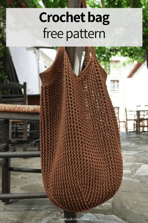 Crochet Bag Free Pattern, Market Tote Bag Pattern, Grocery Bag Pattern, Easy Crochet Bag, Crochet Blanket Stitch Pattern, Bag Free Pattern, Crochet Beach Bags, Bag Crochet Pattern, Japanese Knot Bag