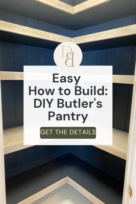 DIY butler's pantry complete with coffee bar, appliances countertop, custom shelving and plenty of storage. All in a small walk-in pantry. Simple Butlers Pantry Ideas, Basement Storage Pantry, Pantry With Countertop For Appliances, Diy Pantry On A Budget, Pantry Paint Color Ideas, Bead Board Pantry Walls, Pantry Counter Design, Pantry Paint Colors Open Shelving, Tiny Butlers Pantry Small Spaces