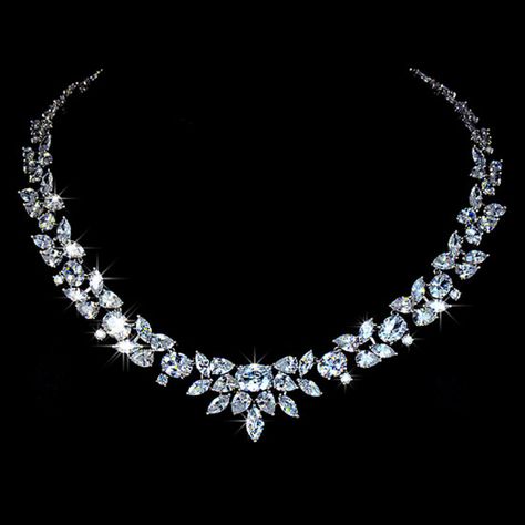 Royal Marquise CZ Diamond Necklace Royal Necklace, Diamond Necklace Wedding, Slow Carb, Bridal Statement Necklace, Crown Crystal, Diamond Choker Necklace, Big Necklace, Stones Necklace, Pretty Necklace