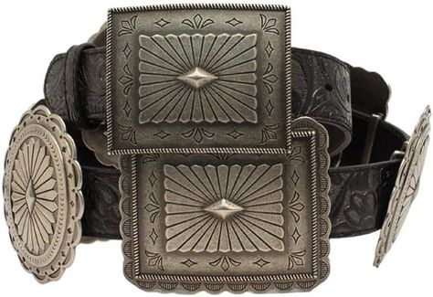 M&F Western Products Women's Black Embossed Concho Belt N/A M at Amazon Women’s Clothing store Ariat Belts, Leopard Belt, Boot Barn, Horseshoe Pendant, Concho Belt, Western Women, Western Belt, Western Look, Branded Belts