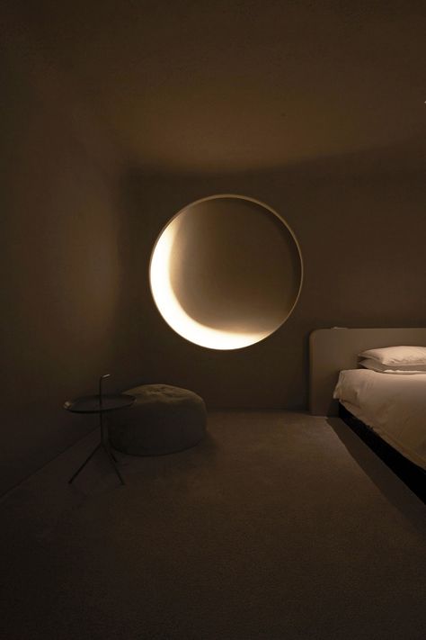 Moon Phases – Minimalissimo Moon Light Fixture, Kyoto Hotel, Hotel Lighting Design, Moon Hotel, Hotel Light, Circular Lighting, House Lighting, Indirect Lighting, Dim Lighting