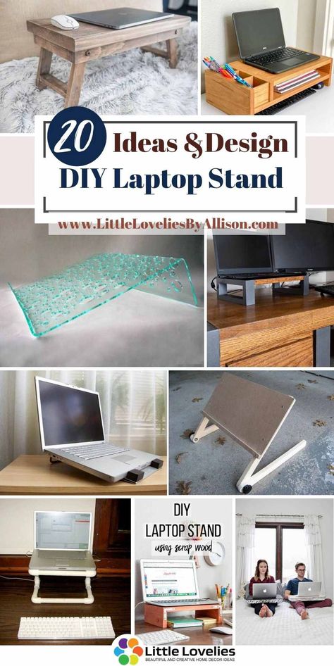 Are you looking for how to make your own DIY laptop stands? You are certainly in the right place. This DIY tutorial will give you different ideas and surely help you make them the easiest way possible. I'm happy to present you with 20 amazing outstanding DIY laptop stands that you can make from the comfort of your home. All you need to do is get creative. #laptop #LaptopStand Laptop Holder Diy, Diy Laptop Stand, Laptop Stand Bed, Wooden Laptop Stand, Diy Laptop, Laptop Holder, Ipad Holder, Stand Ideas, Drilling Machine