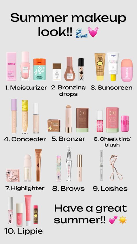 #makeup #skincare #sephora #summer #summer2024 #preppy #preppysummer #tsitp #fyp Makeup Routine Guide, Skincare Sephora, Makeup Beauty Room, Preppy Makeup, Natural Summer Makeup, Summer Skincare Routine, Makeup Bag Essentials, Sephora Skin Care, Beauty Makeup Tutorial