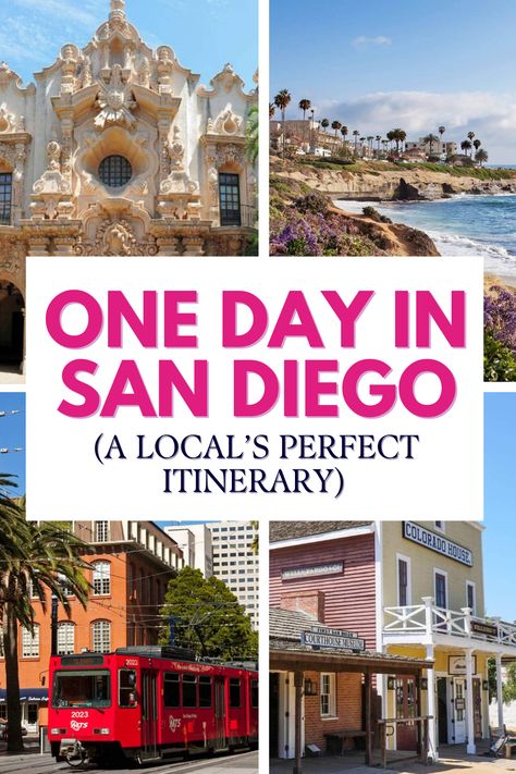 Local Ashleigh's guide is the only one day in San Diego itinerary you need! Includes popular attractions + hidden gems, restaurants, where to stay, & more. San Diego Itinerary, San Diego Map, San Diego Travel Guide, San Diego Attractions, Southern California Travel, Long Weekend Trips, Visit San Diego, Coronado Island, San Diego Travel